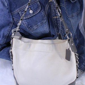 COACH CARLY WHITE &  GRAY HANDBAG